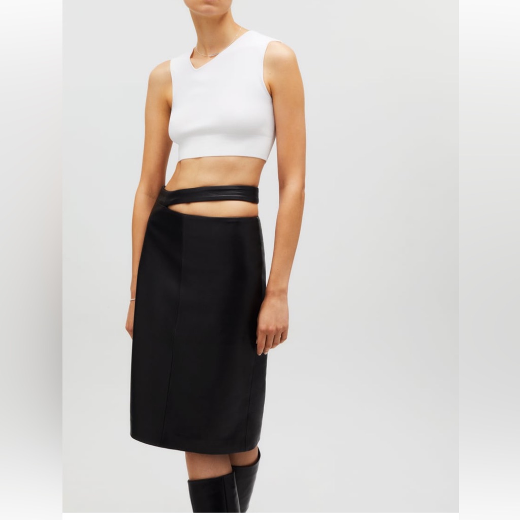 Genuine Leather Black Pencil Skirt Sz S